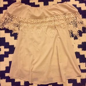 Tobi off the shoulder cream dress