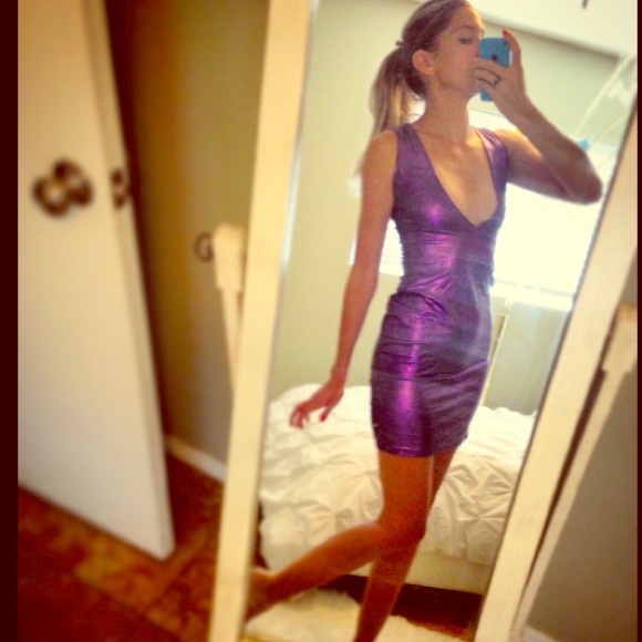 🌟HANDMADE🌟Disco Purple Bodycon Mini Dress!