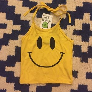 OMWeekend O-Mighty Smiley Face Halter Top