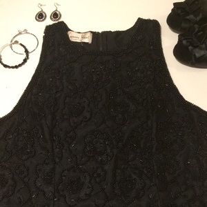 Vintage Fully Beaded Black Formal Top