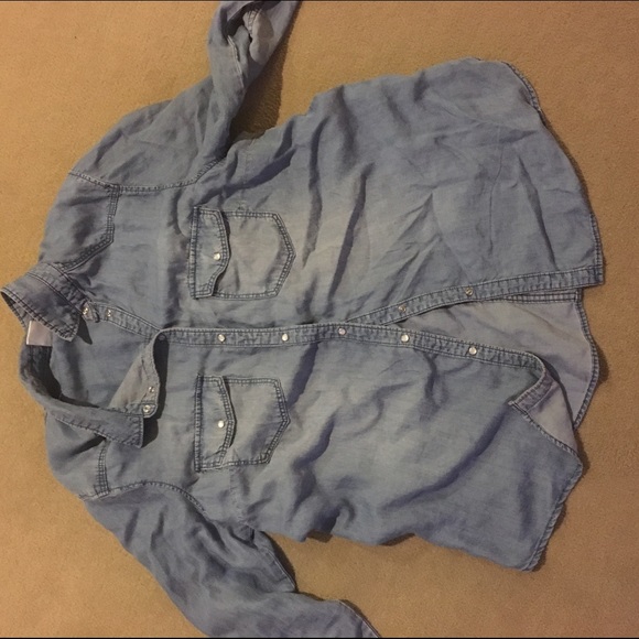 Bundle =2 denim shirts and polka dot shirt