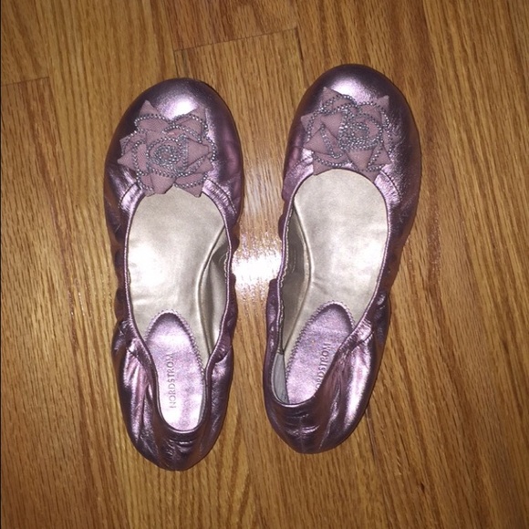 metallic pink flats