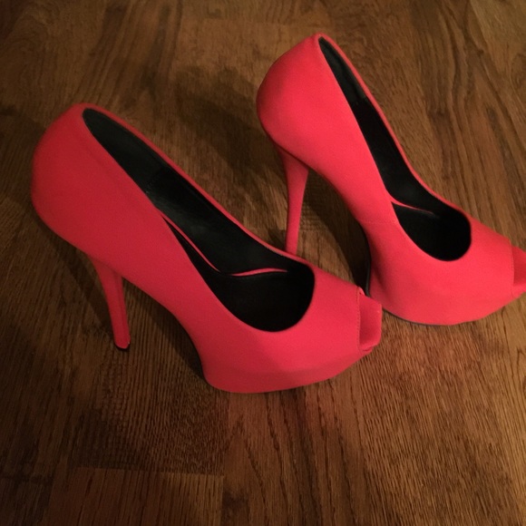Red platform heels