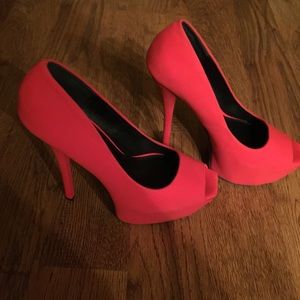 Red platform heels