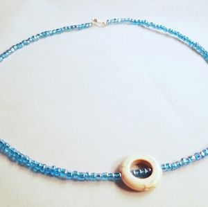 Blue beaded ocean necklace