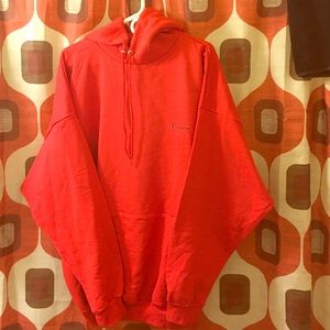 New red champion hoodie