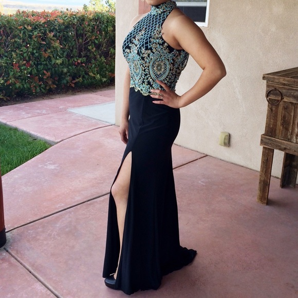 Halter Beaded evening gown