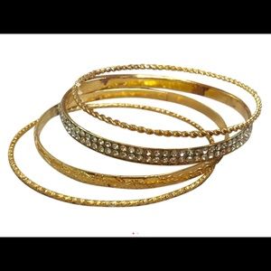Dangle * Sparkle **** Goldtone Bracelet Set (4)