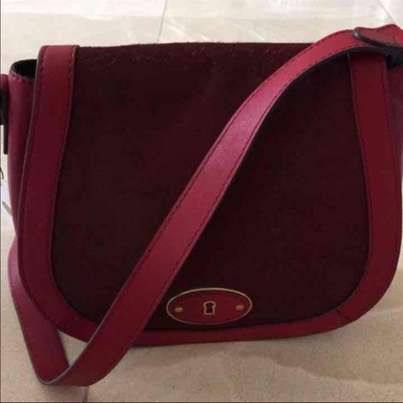Fossil Handbags - FOSSIL VRI cranberry Calf Hair Leather Bag