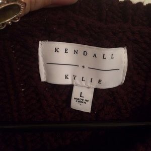 Kendall + Kylie Burgundy Cropped CableKnit Sweater