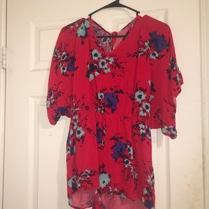 Red Floral Jumpsuit