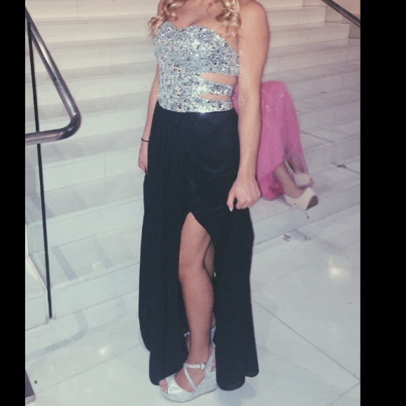 Long diamond prom dress only worn once