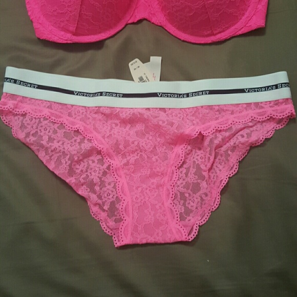 Hot pink Victoria secret bra and panty - Picture 3 of 4