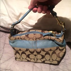 Small signature stripe Coach handbag