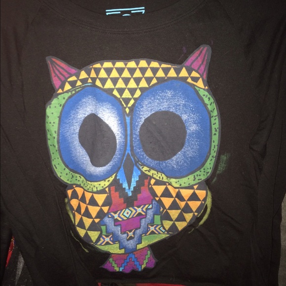Crop top long sleeve colorful owl size S Target