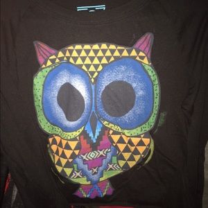 Crop top long sleeve colorful owl size S Target