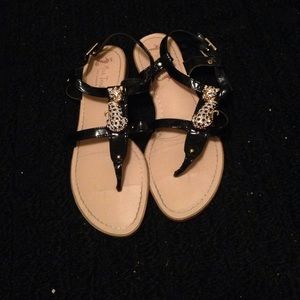 Black Sandals with Bedazzled Jaguar