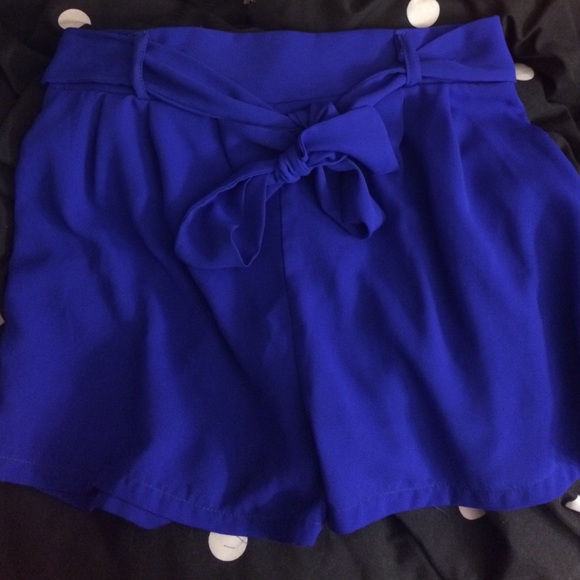 High waisted royal blue shorts