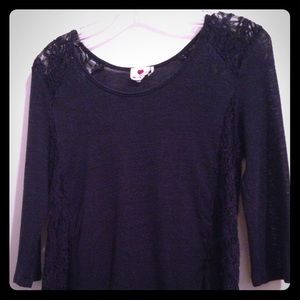 Navy-blue lace-accented Knot Top