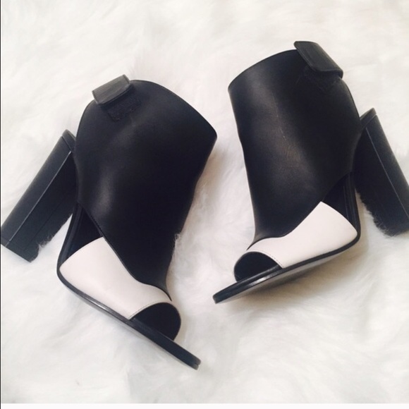 Vince Shoes - Vince black and white open toe leather booties
