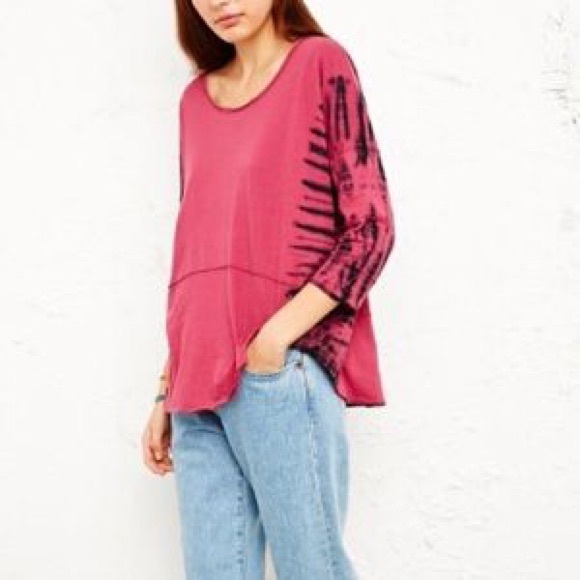 Free people tie dye 3/4 sleeve top