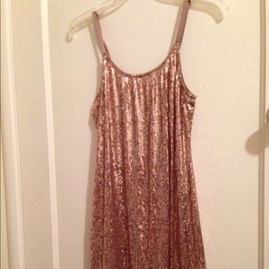 Sleeveless Sequined Gold Minidress