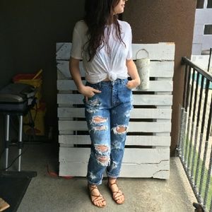Distressed vintage jeans