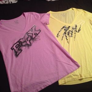 Two Fox V-neck tees.