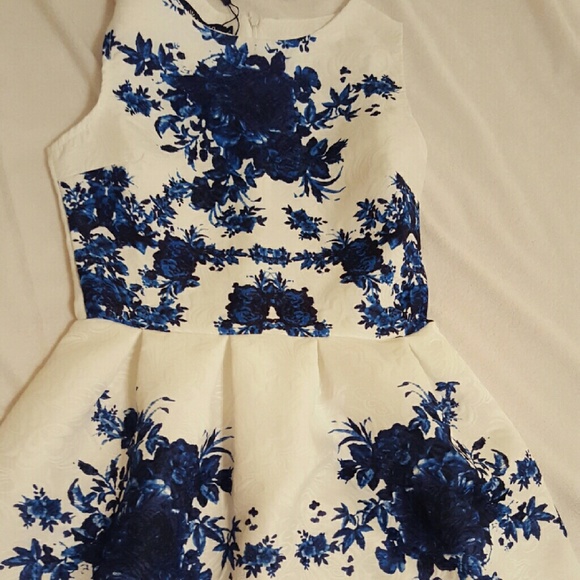 White Dress With Blue Roses ๐ - Picture 3 of 4