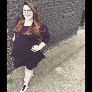 Purple Sharkbite-hem Dress