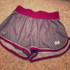 Maroon and grey Under Armour shorts!