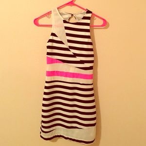 Black & White Stripped Neon Mini Dress