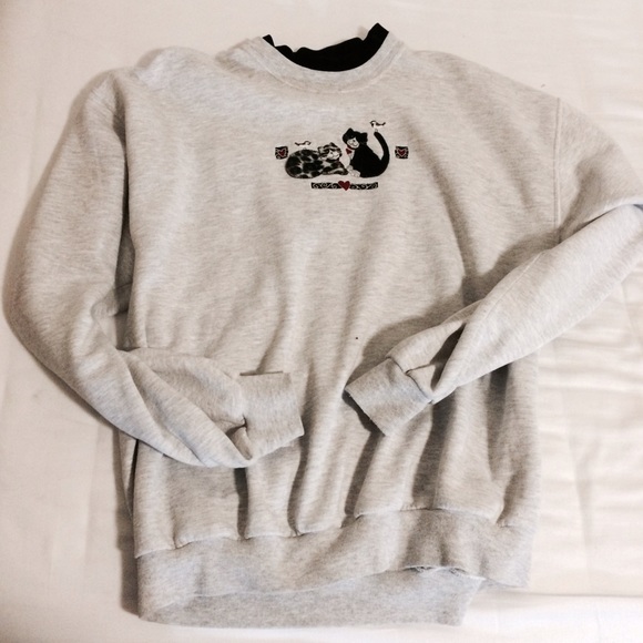 VINTAGE Cat Fleece Sweater Pullover