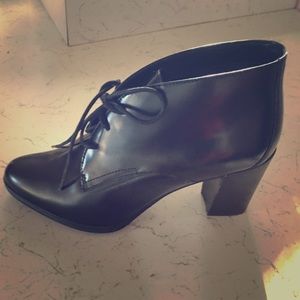 Black leather booties