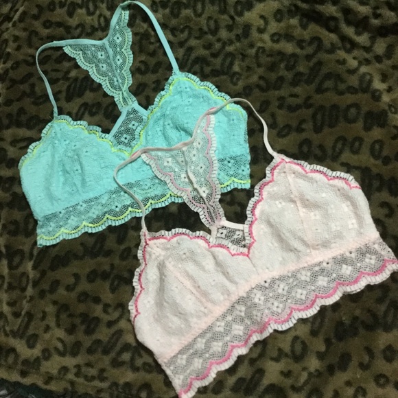 Light Blue/Lime&Light Pink/Dark Pink Lace Bralette - Picture 1 of 4