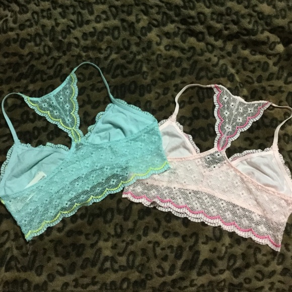 Light Blue/Lime&Light Pink/Dark Pink Lace Bralette - Picture 2 of 4