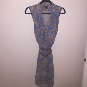 H&M Paisley Sleeveless Dress w/ Belt (Size: 14)