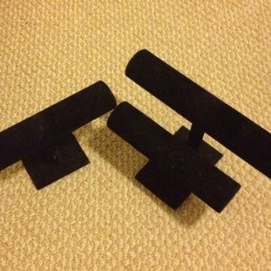 Two tier black velvet T-bar bracelet holder