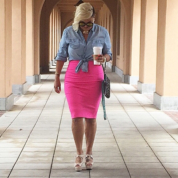Hot Pink Pencil Skirt