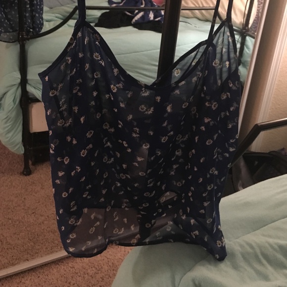 Super cute see through floral top!