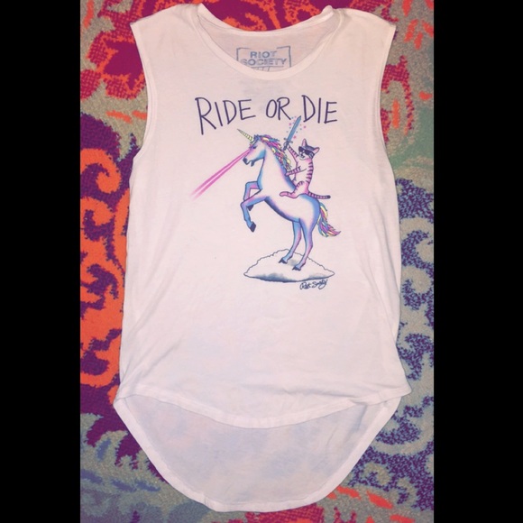 riot society cat unicorn graphic tee