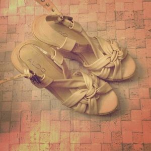 Aldo Cream Leather Wedge