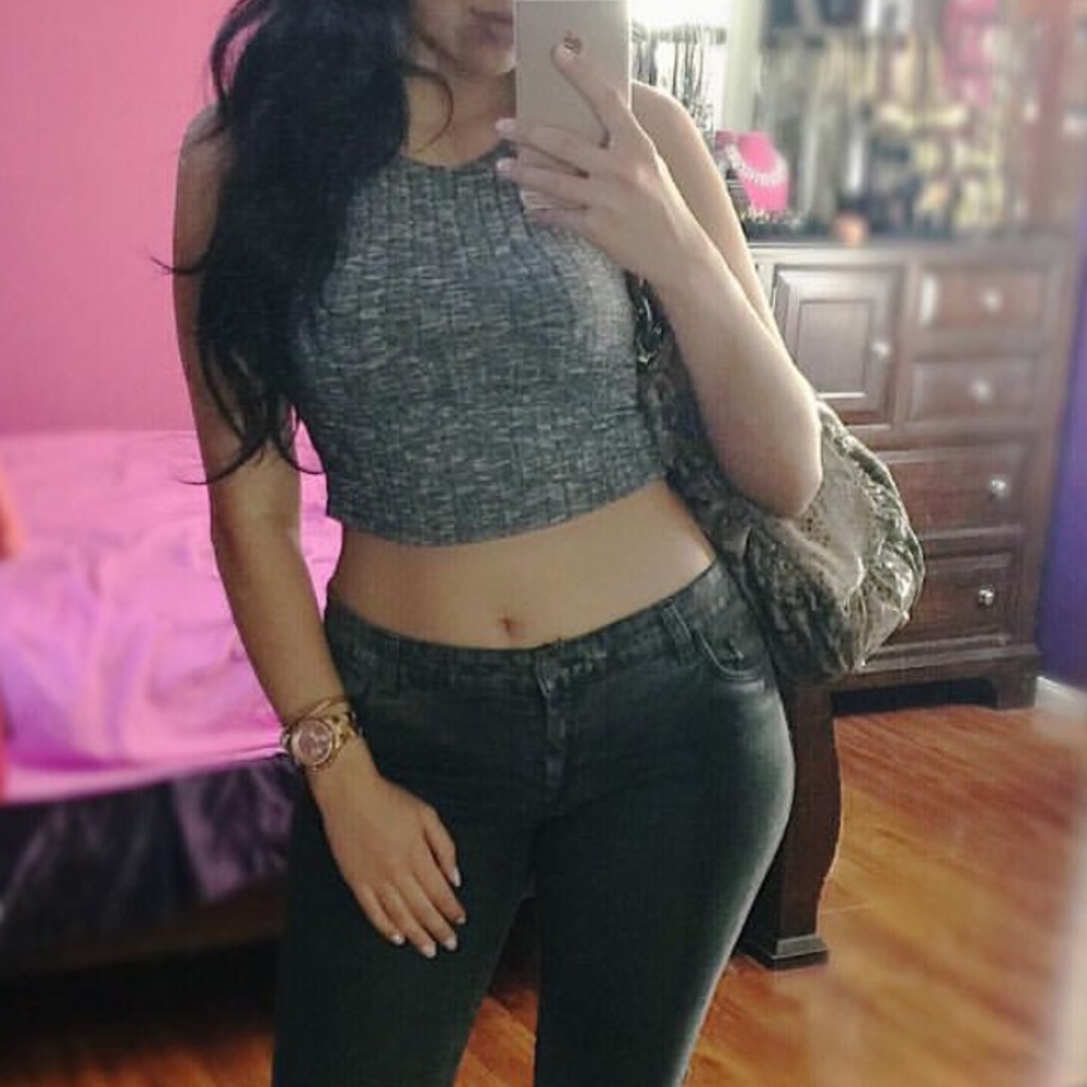 Grey Knitted Crop Top