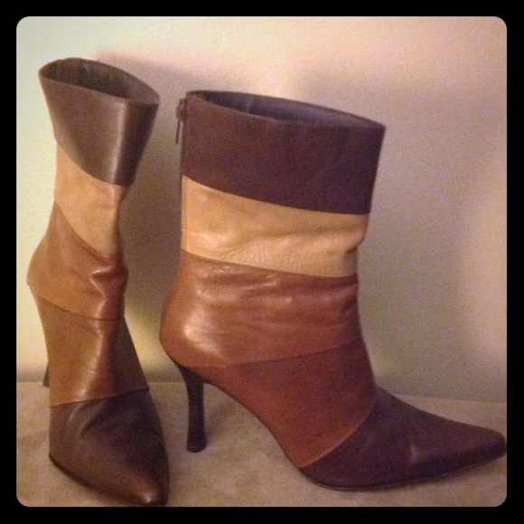Two Lips Brown Multi-tone Leather Calf Boots
