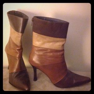 Two Lips Brown Multi-tone Leather Calf Boots