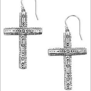 "Ideal" Engraved Sterling Silver Cross Earrings