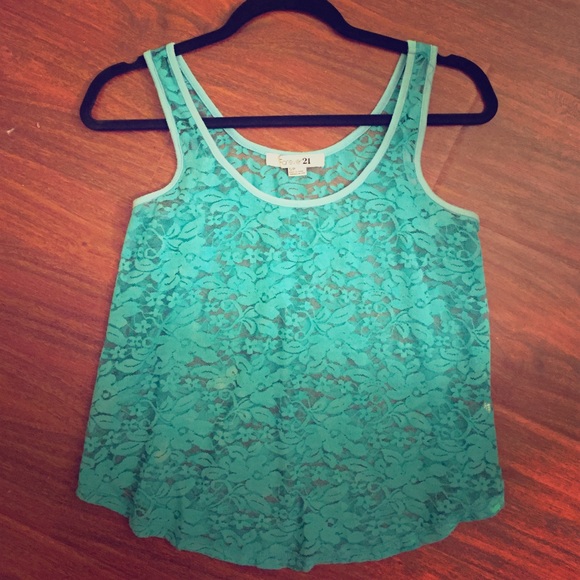 Aqua lace tank top