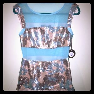 Eva Franco Blue sequence and sheer top! Brand New!