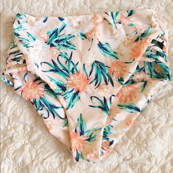 Tori Praver floral high waist bikini bottom size M