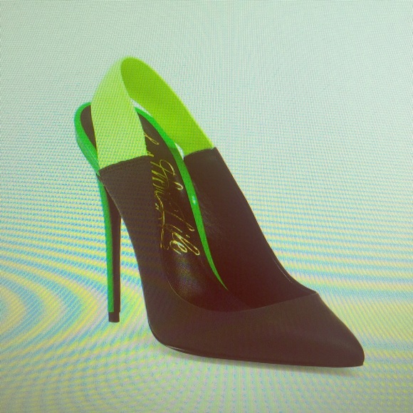 Matte finish w/green 5in stiletto heel ankle strap